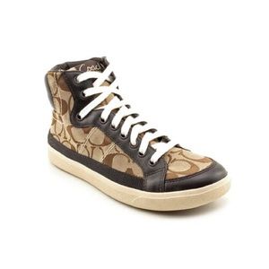 Coach Ellis brown high top sneakers.